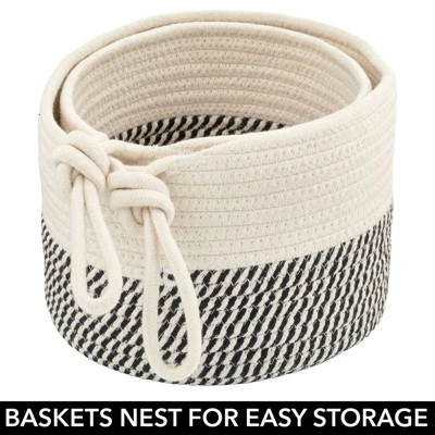 MDesign Woven Cotton Rope Bathroom Basket With Tie Handle, Set Of 2 7 MDesign Woven Cotton Rope Bathroom Basket With Tie Handle, Set Of 2 - Image 5