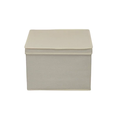 Household Essentials Set Of 2 Square Storage Boxes With Lids Cream Linen 6 Household Essentials Set Of 2 Square Storage Boxes With Lids Cream Linen - Image 4