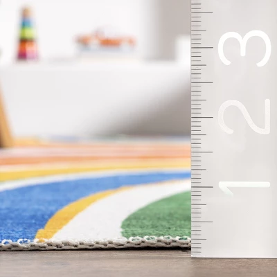 NuLOOM Classic Double Rainbow Machine Washable Kids Area Rug 4 NuLOOM Classic Double Rainbow Machine Washable Kids Area Rug - Image 2