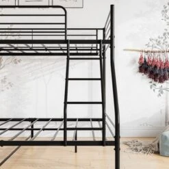 Twin-Over-Full Metal Bunk Bed With Ladder And Enhanced Upper-Level Guardrail, Black-ModernLuxe -Baxton Studio Store GUEST d705b433 6745 4bc7 bd87 53dcc52e3056