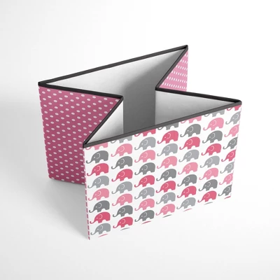 Bacati - Elephants Pink/Gray Storage Box Large 3 Bacati - Elephants Pink/Gray Storage Box Large