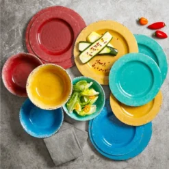 Gibson Studio California Mauna 12 Piece Assorted Crackle Decal Melamine Dinnerware Set -Baxton Studio Store GUEST d79d20e1 8478 4d64 a14f 89623f484aca