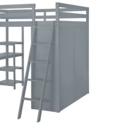 Full/ Twin Size Loft Bed With Wardrobe, Desk And Shelves-ModernLuxe -Baxton Studio Store GUEST d90f57ce 82c7 4ba8 a60a 869257f392b2