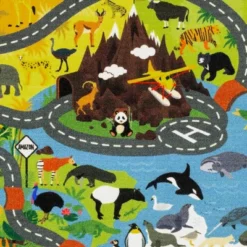 KC CUBS Boy & Girl Kids Animal Safari Car Vehicle Traffic Road Educational Learning & Game Play Nursery Bedroom Classroom Rug Carpet -Baxton Studio Store GUEST d9c29837 1330 4882 93e4 fd810fddf106
