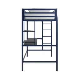 Twin Maxwell Metal Loft Bed With Desk & Shelves Blue/Black - Novogratz -Baxton Studio Store GUEST dada2b4d 25bf 4adc 8da3 bb2f0c6a4f95