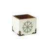 Melrose 4.5" White And Green Distressed Snowflake Christmas Storage Box
