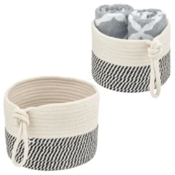 MDesign Woven Cotton Rope Bathroom Basket With Tie Handle, Set Of 2 15 MDesign Woven Cotton Rope Bathroom Basket With Tie Handle, Set Of 2 -Baxton Studio Store GUEST dd4f8e76 b2e4 4009 929f 13fa06f3dcae
