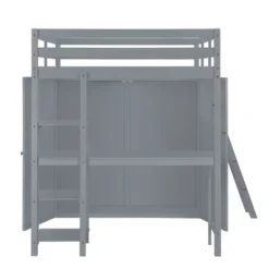 Full/ Twin Size Loft Bed With Wardrobe, Desk And Shelves-ModernLuxe -Baxton Studio Store GUEST dd5dfe85 18bd 4ea2 82d3 7dc451041cb8