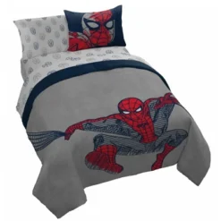 Saturday Park Marvel Spiderman Web Stripe 100% Organic Cotton Bed Set -Baxton Studio Store GUEST ddce87cc 27a7 4065 9a43 e302a52b123d