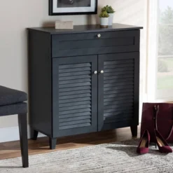 Shelf Wood Shoe Storage Cabinet With Drawer Coolidge Finished Dark Gray - Baxton Studio -Baxton Studio Store GUEST dff6c621 bb35 458a 9c26 b838cba30ef4