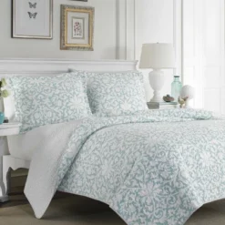 Mia Reversible Quilt Set Blue - Laura Ashley -Baxton Studio Store GUEST e17289a8 7903 4191 83ff e518b8e10575