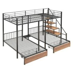 Full Over Twin-Twin Triple Bunk Bed With Drawers And Staircase - ModernLuxe -Baxton Studio Store GUEST e1902039 6587 4739 94ee 3997f2015b72