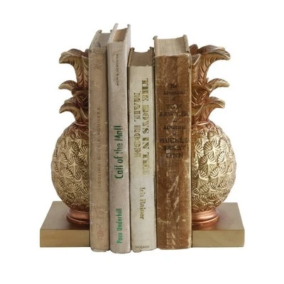 2pc Pineapple Bookend Set Bronze - Storied Home 3 2pc Pineapple Bookend Set Bronze - Storied Home