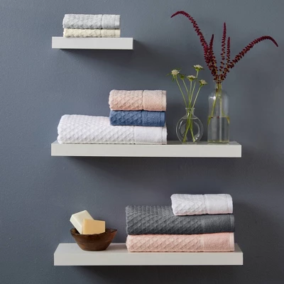 6pc Cotton Diamond Textured Hand Towel Set - Isla Jade 4 6pc Cotton Diamond Textured Hand Towel Set - Isla Jade - Image 2