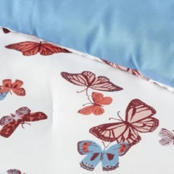 Butterfly Print Microfiber Decorative Bed Set With Throw Blue/Red/White - Room Essentials™ -Baxton Studio Store GUEST e5e4b6cc 1806 41ef 8aa1 1eb079de34ef
