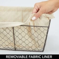 MDesign Medium Chicken Wire Basket With Fabric Liner 14 MDesign Medium Chicken Wire Basket With Fabric Liner -Baxton Studio Store GUEST e60a8fbc f2aa 4a62 b374 7341d5eed66a