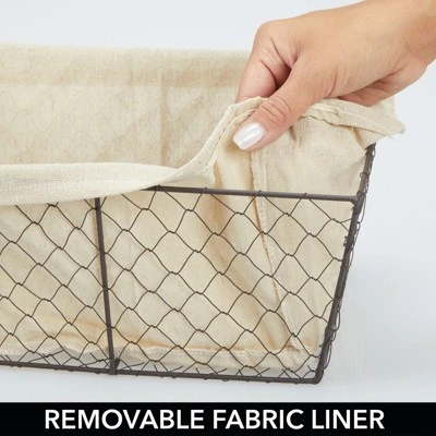 MDesign Medium Chicken Wire Basket With Fabric Liner 5 MDesign Medium Chicken Wire Basket With Fabric Liner - Image 3