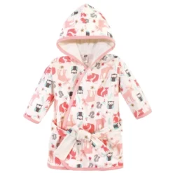 Hudson Baby Infant Girl Cotton Rich Bathrobe, Girl Forest, 0-9M