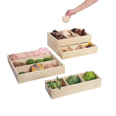 Kaplan Early Learning Loose Parts Stacking Wooden Trays - Set Of 4 3 Kaplan Early Learning Loose Parts Stacking Wooden Trays - Set Of 4