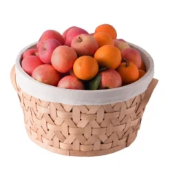 Vintiquewise Wooden Round Display Basket Bins, Lined With White Fabric, Food Gift Basket, Large -Baxton Studio Store GUEST e87ef8c5 b6bd 46c2 bd78 566c1aa1834c