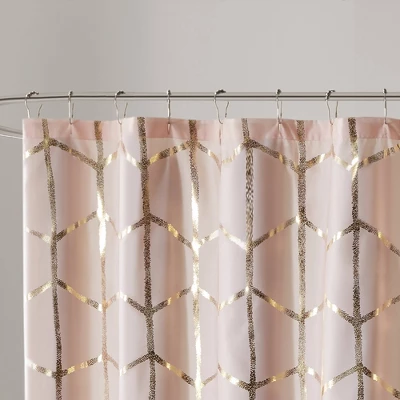 Arielle Printed Metallic Shower Curtain 4 Arielle Printed Metallic Shower Curtain - Image 2