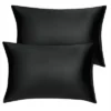 2 Packs King Size Zippered Silky Satin Pillowcases Pillow Cases Covers Black - PiccoCasa