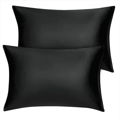 2 Packs King Size Zippered Silky Satin Pillowcases Pillow Cases Covers Black - PiccoCasa 3 2 Packs King Size Zippered Silky Satin Pillowcases Pillow Cases Covers Black - PiccoCasa