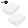 Set Of 2 Storage Bins - Basket Set For Toy, Kitchen, Closet, And Bathroom Storage - Large Shelf Organizers With Handles By Home-Complete (White)