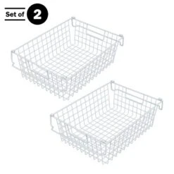 Set Of 2 Storage Bins - Basket Set For Toy, Kitchen, Closet, And Bathroom Storage - Large Shelf Organizers With Handles By Home-Complete (White)