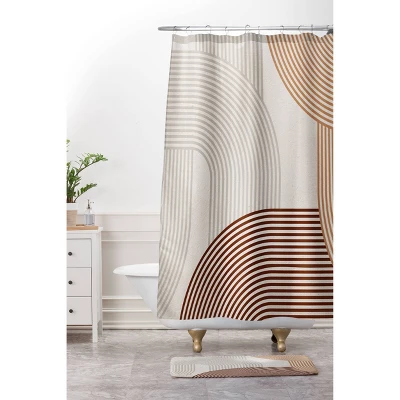 Iveta Abolina Mid Century Line Art Shower Curtain Brown - Deny Designs 4 Iveta Abolina Mid Century Line Art Shower Curtain Brown - Deny Designs - Image 2
