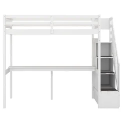 Twin Size Loft Bed With Storage Staircase And Built-in Desk-ModernLuxe -Baxton Studio Store GUEST ecc3a5b5 4808 4eae 8867 8bd52ed7244f