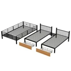 Full Over Twin-Twin Triple Bunk Bed With Drawers And Staircase - ModernLuxe -Baxton Studio Store GUEST ed295f68 6af3 4794 b080 7eba4d9ff46a