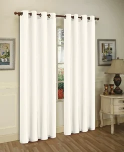 J&V TEXTILES 2 Panels Solid Grommet Faux Silk Window Curtain Drapes Treatment 58" Wide And 84" Length (Black) -Baxton Studio Store GUEST eeefa213 33ac 441c 9bd8 bdf128434f64