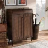 Cormier Walnut Finished 2 Door Wood Entryway Shoe Storage Cabinet Brown - Baxton Studio -Baxton Studio Store GUEST eef5861c 3f70 4b9b 8994 576c3497f63a