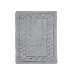 Sculptured Border Soft Plush Cotton Non-Slip Bath Rug Silver By Castle Hill
