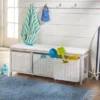 Badger Basket Kid's Storage Bench With Woven Top And Baskets White