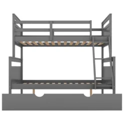 Twin Over Full Bunk Bed With Twin Size Trundle Bed, Ladder And Guardrail-ModernLuxe 21 Twin Over Full Bunk Bed With Twin Size Trundle Bed, Ladder And Guardrail-ModernLuxe -Baxton Studio Store GUEST f180d5ab ccce 428f 9a96 527e98074d69