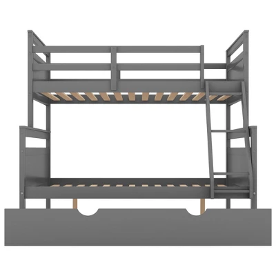 Twin Over Full Bunk Bed With Twin Size Trundle Bed, Ladder And Guardrail-ModernLuxe 11 Twin Over Full Bunk Bed With Twin Size Trundle Bed, Ladder And Guardrail-ModernLuxe - Image 9