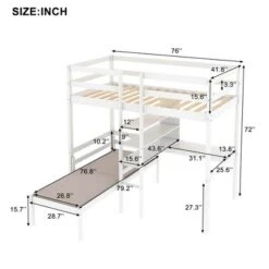 Convertible Loft Bed With L Shaped Desk, Shelf And Ladder, White - ModernLuxe 14 Convertible Loft Bed With L Shaped Desk, Shelf And Ladder, White - ModernLuxe -Baxton Studio Store GUEST f184ffe8 fe5b 4eb2 9561 41d3232610fb