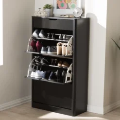 Cayla Modern And Contemporary Wood Shoe Cabinet - Black - Baxton Studio 13 Cayla Modern And Contemporary Wood Shoe Cabinet - Black - Baxton Studio -Baxton Studio Store GUEST f19b7d2d c554 4acb 9287 b98abdddeb86