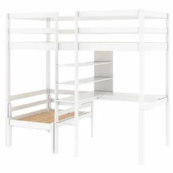 Convertible Loft Bed With L Shaped Desk, Shelf And Ladder, White - ModernLuxe 19 Convertible Loft Bed With L Shaped Desk, Shelf And Ladder, White - ModernLuxe -Baxton Studio Store GUEST f1daeda8 e6df 41f9 b8ae 2e1994c5084e
