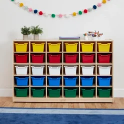 ECR4Kids 30 Cubby School Storage Cabinet, Kids Cubbies With Tray Slots -Baxton Studio Store GUEST f28c0c70 2215 486b 8855 a3a4d7bbc276
