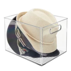 MDesign Plastic Storage Organizer Bin With Handles For Closets - Clear, Pack Of 4 -Baxton Studio Store GUEST f2e436cb cbd9 47be ae23 23aae7f62416