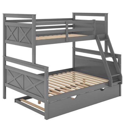 Twin Over Full Bunk Bed With Twin Size Trundle Bed, Ladder And Guardrail-ModernLuxe 7 Twin Over Full Bunk Bed With Twin Size Trundle Bed, Ladder And Guardrail-ModernLuxe - Image 5
