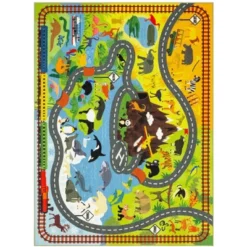 KC CUBS Boy & Girl Kids Animal Safari Car Vehicle Traffic Road Educational Learning & Game Play Nursery Bedroom Classroom Rug Carpet -Baxton Studio Store GUEST f2e6c899 50f2 4991 8536 db49df2e96d5