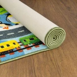 KC CUBS Boy & Girl Kids Animal Safari Car Vehicle Traffic Road Educational Learning & Game Play Nursery Bedroom Classroom Rug Carpet -Baxton Studio Store GUEST f3d4d207 3415 43c6 8e56 048afa9f6e0f