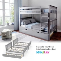 Max & Lily Full Over Full Bunk Bed With Trundle Bed -Baxton Studio Store GUEST f3da6358 5357 441e b9e5 954bea70f62c