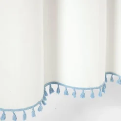 72"x72" Boho Melora Tassel Yarn Dyed Eco-Friendly Recycled Cotton Shower Curtain Blue - Lush Décor -Baxton Studio Store GUEST f55188d5 fe53 4f23 ba47 0de4ea9998ed