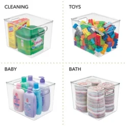 MDesign Plastic Storage Organizer Bin With Handles For Closets - Clear, Pack Of 4 -Baxton Studio Store GUEST f56baae8 686b 4314 951f 20b23a8074f8