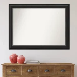 44" X 33" Non-Beveled Ridge Black Bathroom Wall Mirror - Amanti Art 14 44" X 33" Non-Beveled Ridge Black Bathroom Wall Mirror - Amanti Art -Baxton Studio Store GUEST f57aa08d 7f62 46d2 9402 5e446fe2634c